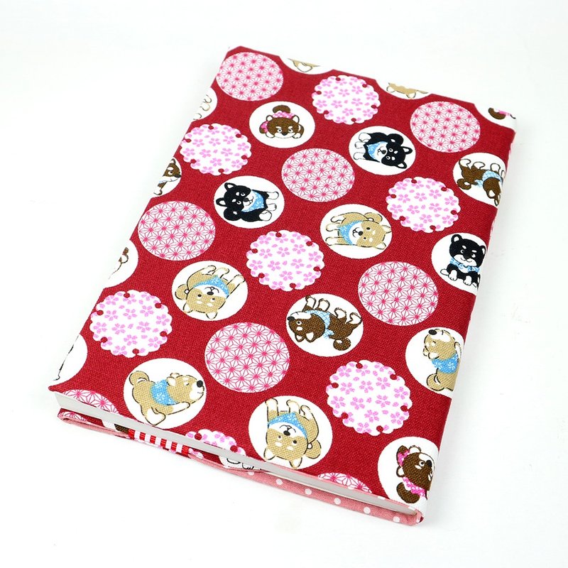 A5 可调式 妈妈手册 布书衣 布书套 -  狗狗好朋友 (红) - 书衣/书套 - 棉．麻 红色