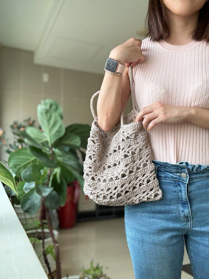 流波花格织袋 - 手提包/手提袋 - 棉．麻 灰色