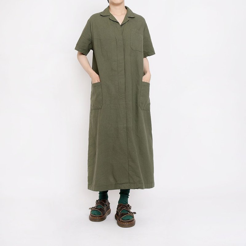 捷克军医疗连身工作服 / Vintage 古着 - 洋装/连衣裙 - 棉．麻 绿色