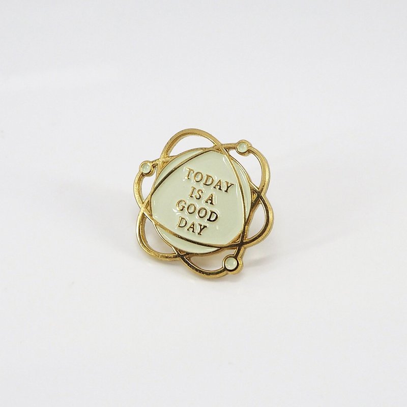 No.102 TODAY IS A GOOD DAY BROOCH 好日珐琅胸针 - 米色 - 胸针 - 其他金属 金色