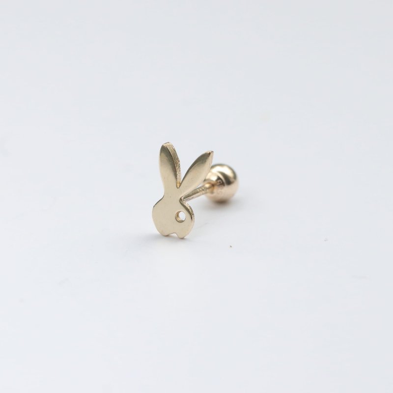 14K 长耳兔锁珠耳环 (单个) - 耳环/耳夹 - 贵金属 金色
