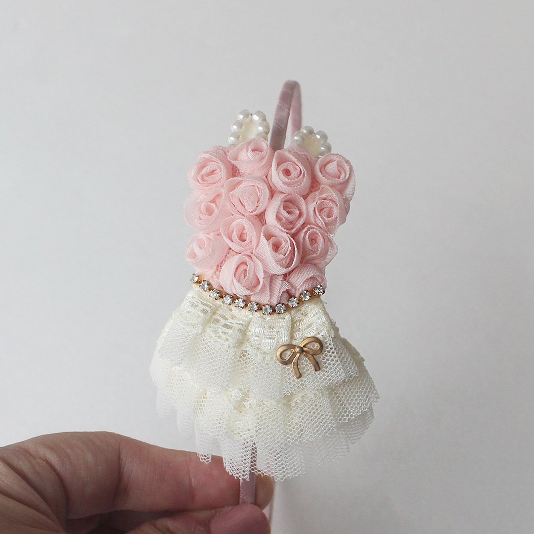 Princess pink mini dress hairband,mini dressカチューシャ,katyusha  for kids - 婴儿饰品 - 聚酯纤维 粉红色
