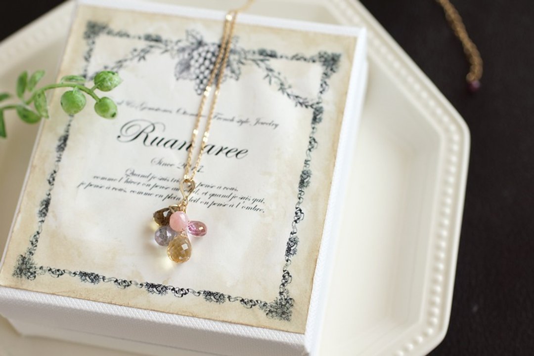 14kgf-French Necklace - 项链 - 半宝石 橘色