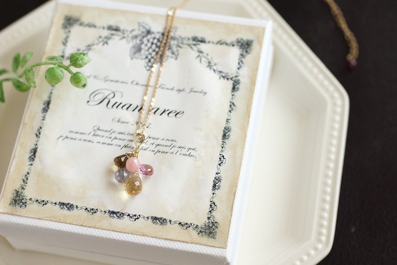 14kgf-French Necklace - 项链 - 半宝石 橘色