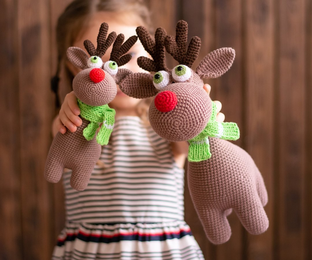 Crochet pattern Reindeer Rudolph, DIY Amigurumi Reindeer Rudolph pattern - 编织/刺绣/羊毛毡/裁缝 - 其他材质 