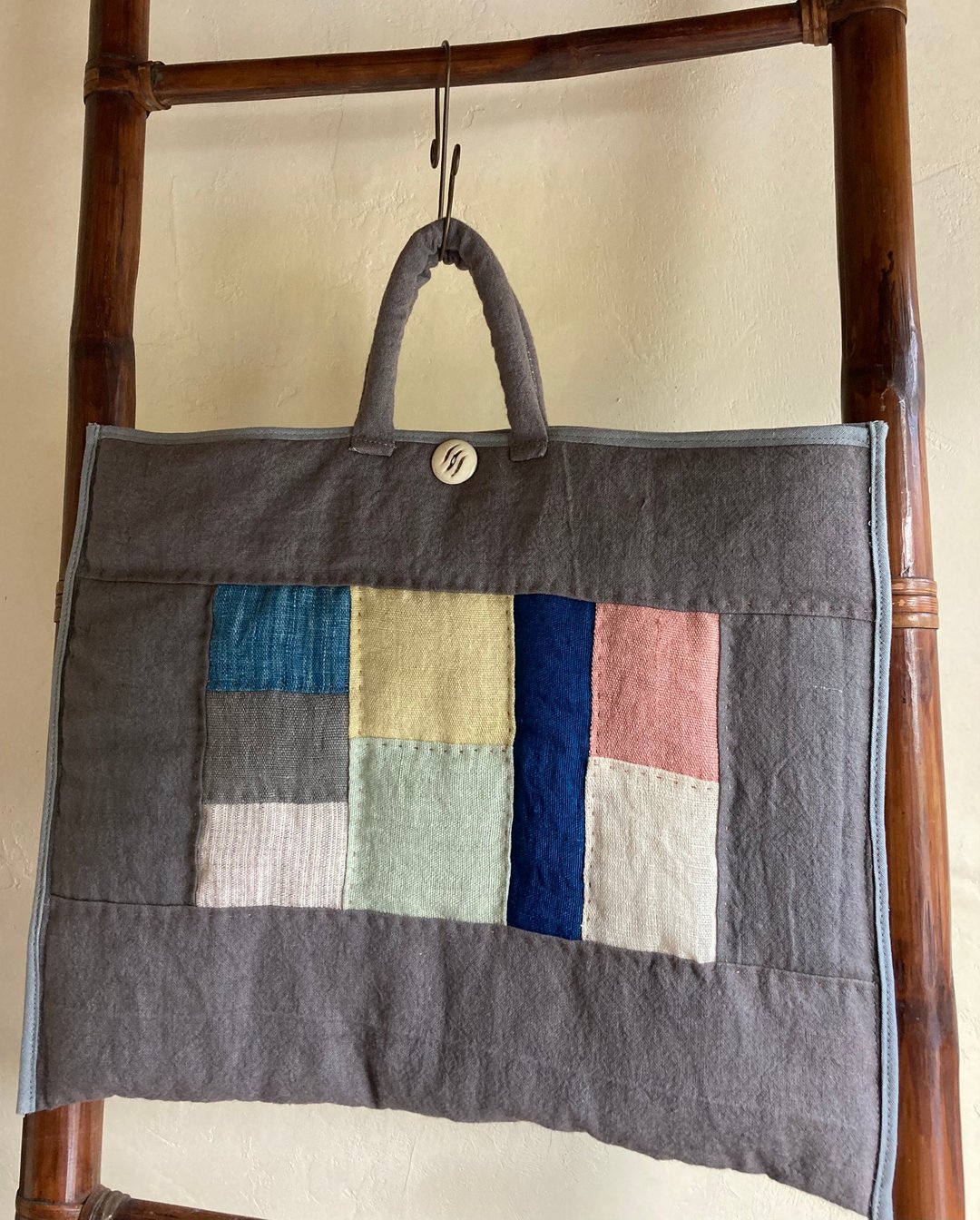 Hemp quilt back A - 手提包/手提袋 - 棉 