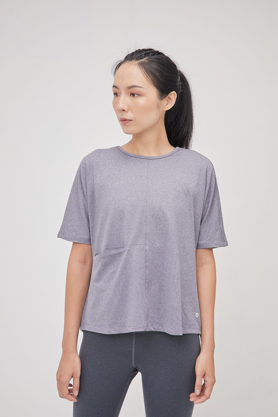 【planedo】塔芬宽版T型上衣-岩灰蓝 - 女装瑜珈服 - 聚酯纤维 蓝色