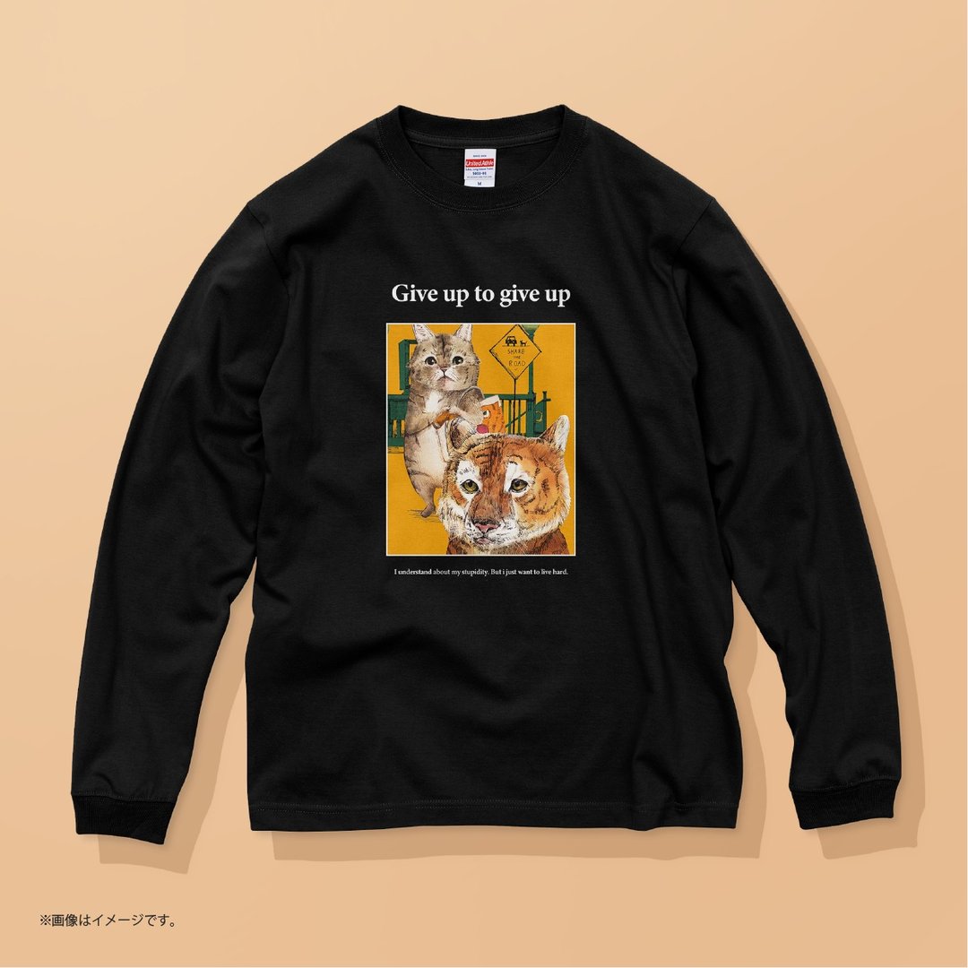 想当老虎的猫/棉质T恤 - 女装 T 恤 - 棉 黑色