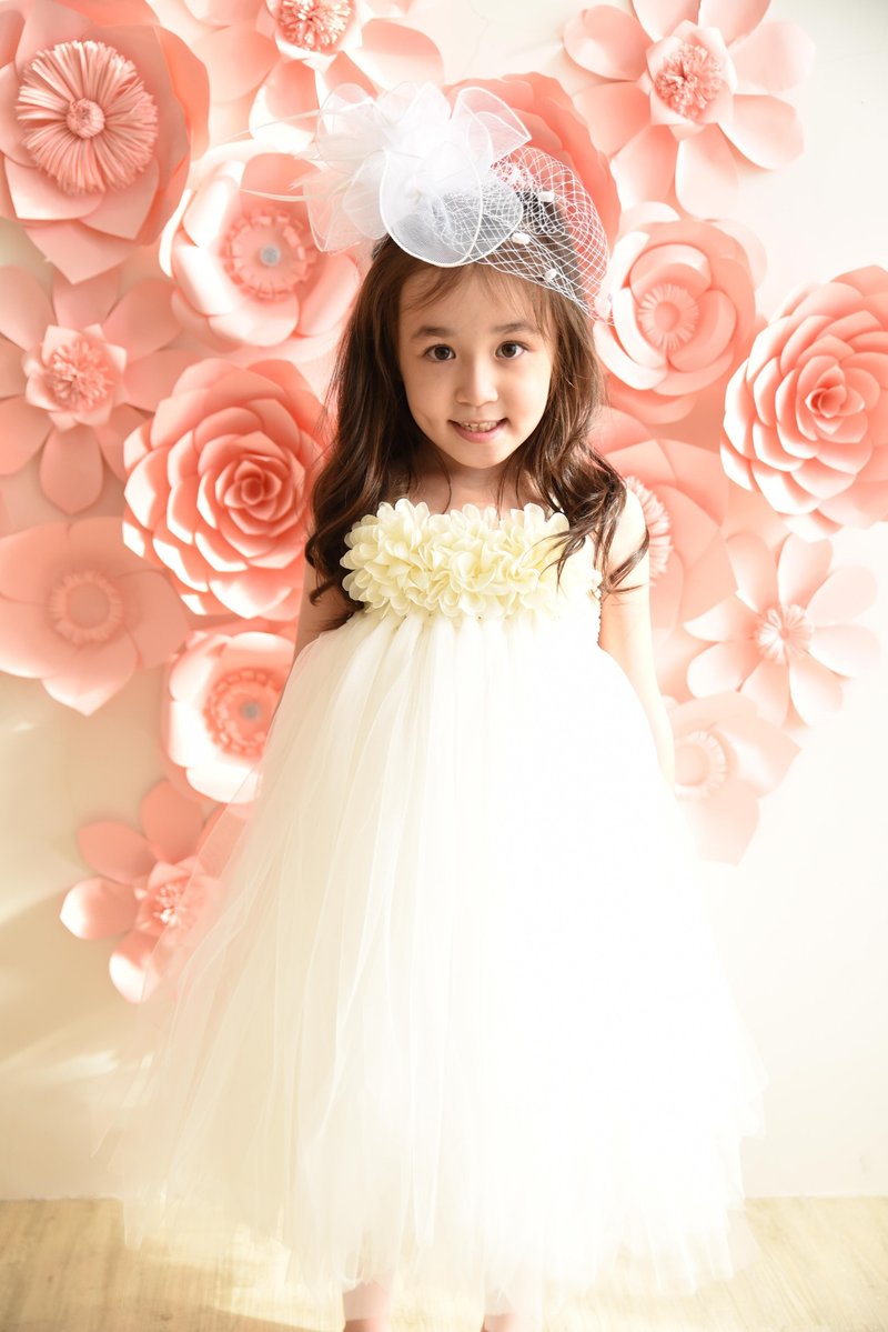 公主澎澎裙礼服 DIY材料包 生日 抓周 收涎 party 花童 0-7Y white - 童装礼服/连衣裙 - 其他材质 