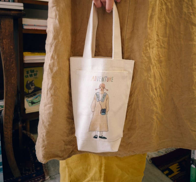 春天的冒险 帆布饮料提袋 - 随行杯提袋/水壶袋 - 棉．麻 黑色