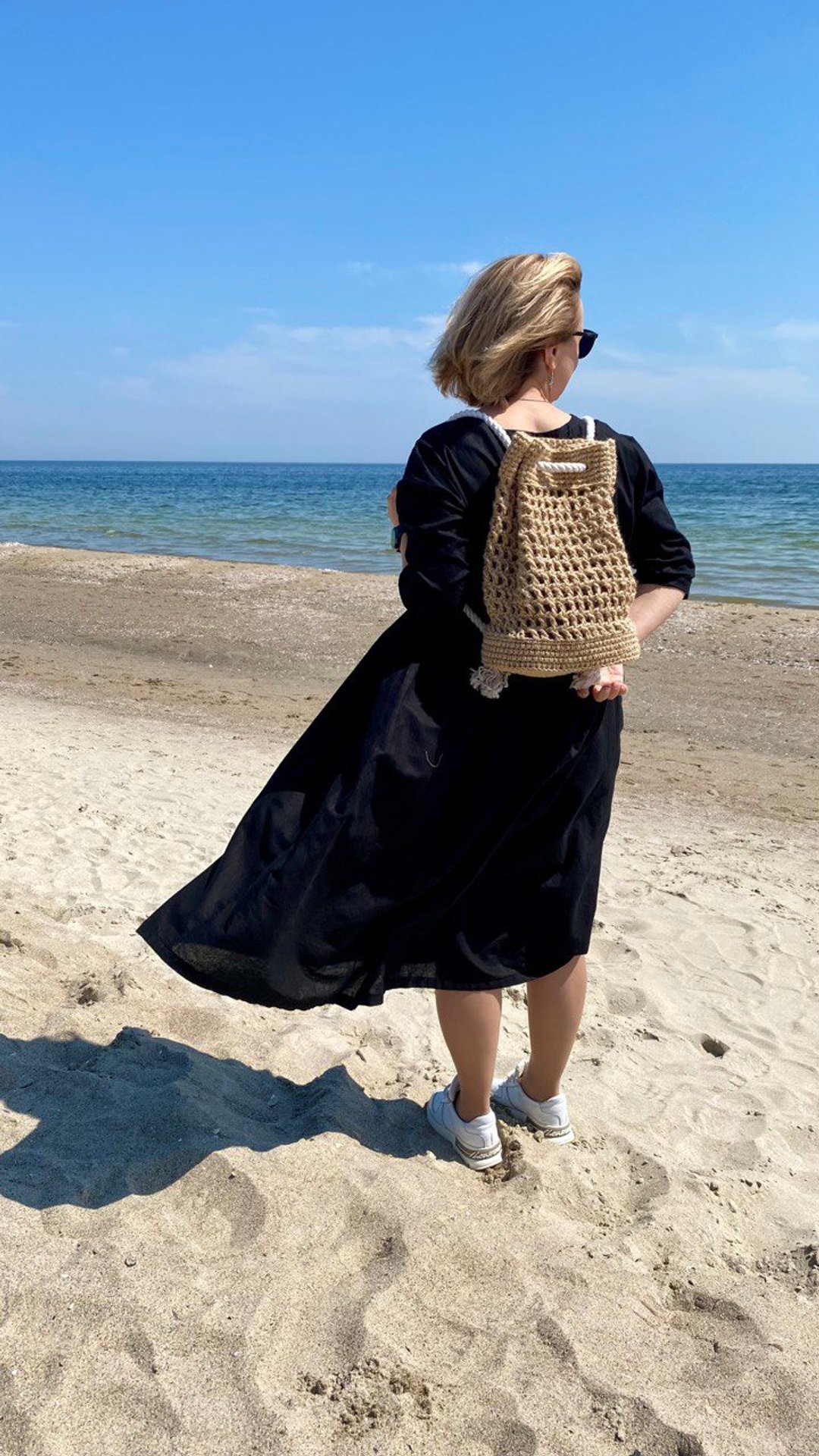 Crochet backpack Jute backpack Shopping bag. Crochet tote bag Bucket bag - 后背包/双肩包 - 环保材料 