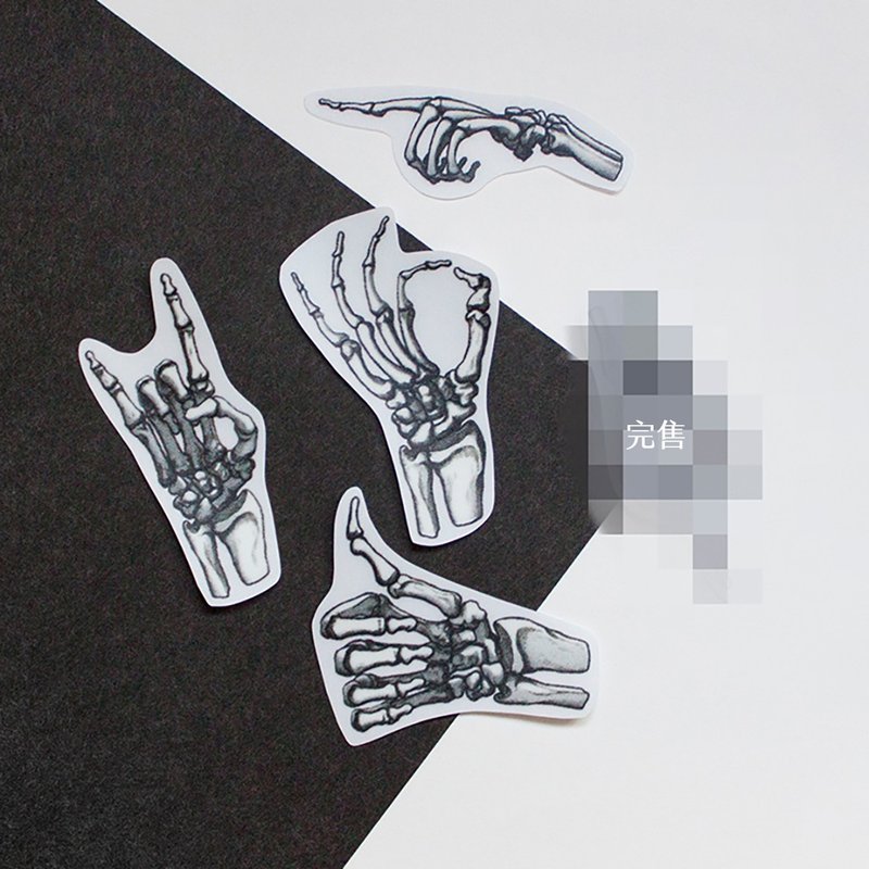 透明贴纸 - BoneBone - 防水、防刮、防晒 - 任选4张 - 贴纸 - 塑料 黑色