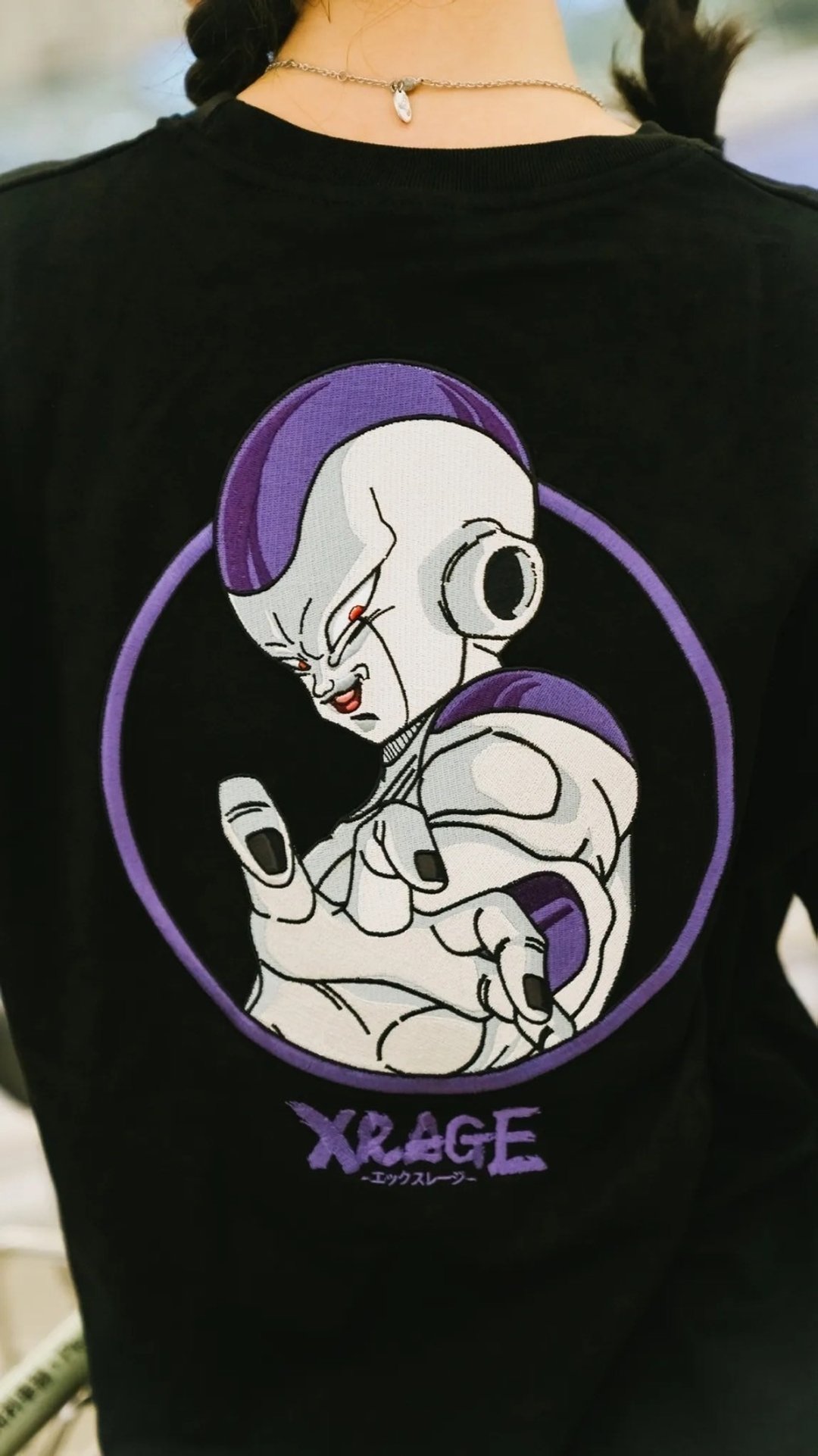 【XRAGE X 七龙珠Dragon Ball Z联名】弗力札刺绣短T - 男装上衣/T 恤 - 棉 黑色