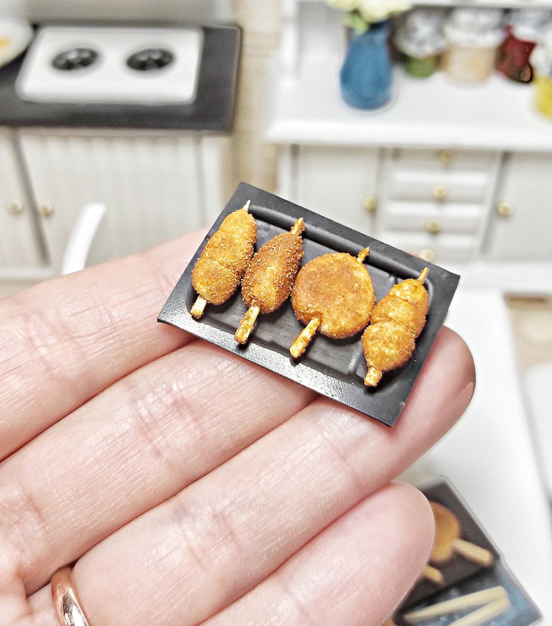 Japanese food, Realistic miniature,Food for dolls,Japanase, kushikatsy, gift - 玩偶/公仔 - 粘土 