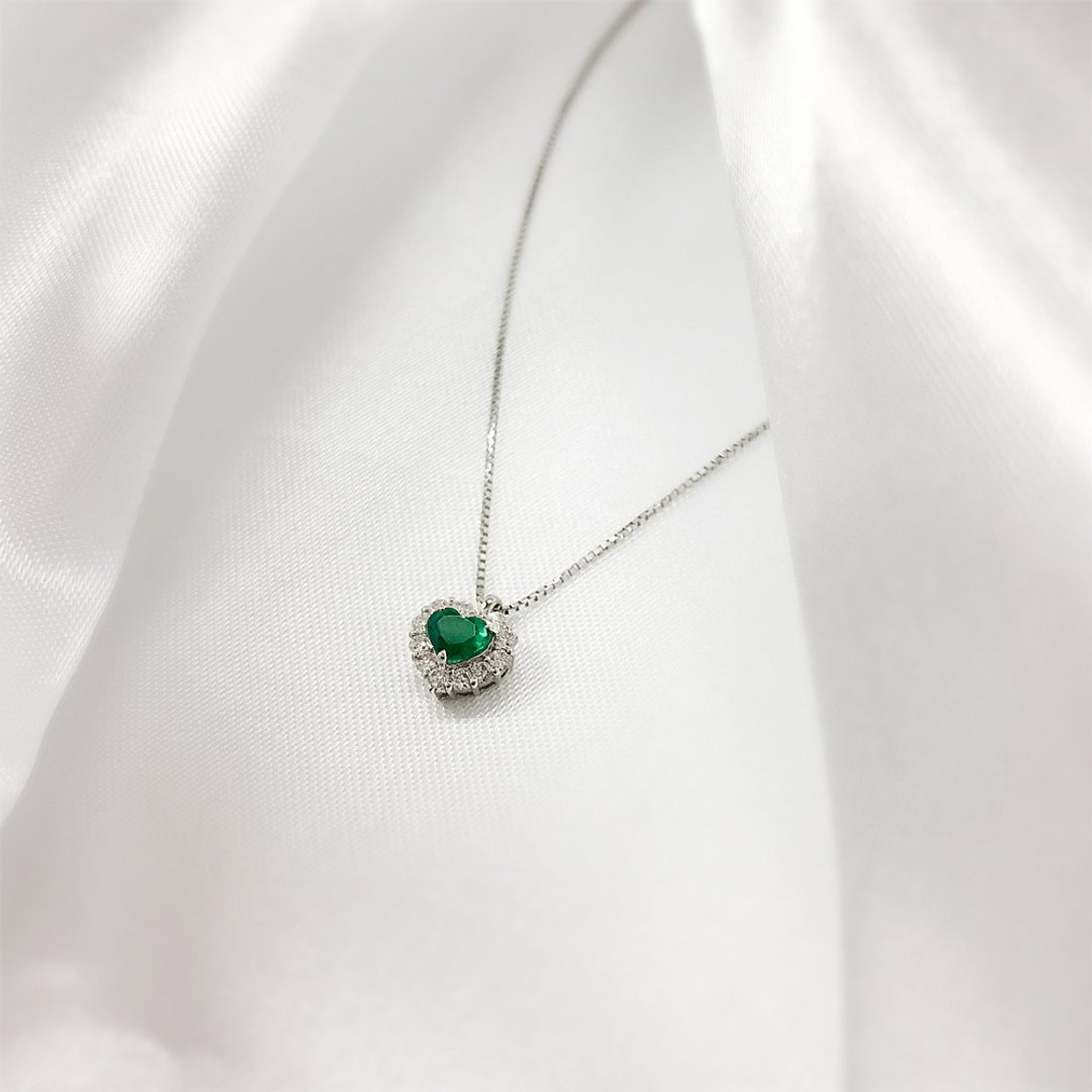 HEART 心型祖母绿钻坠 emerald PT【MIDORI x GEM】 - 项链 - 宝石 