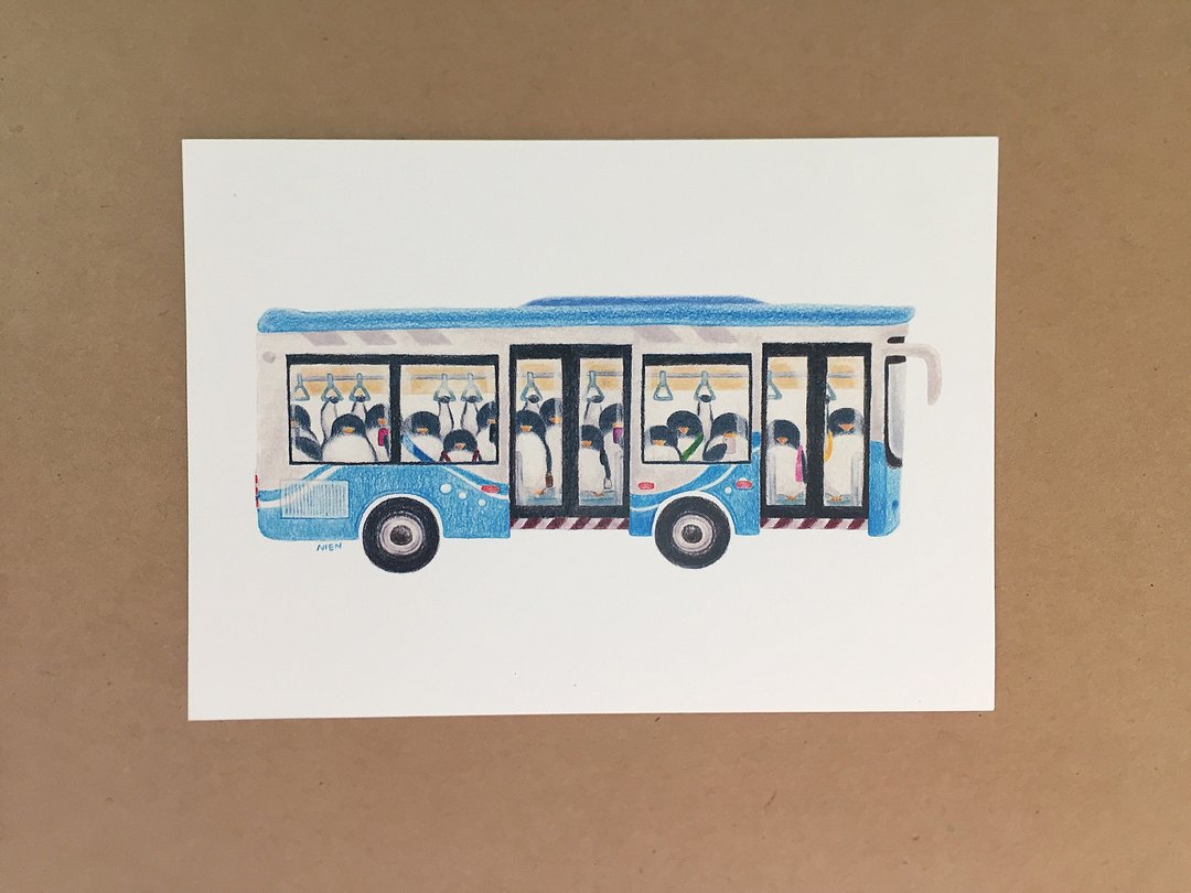 搭公車 明信片 - 卡片/明信片 - 纸 白色