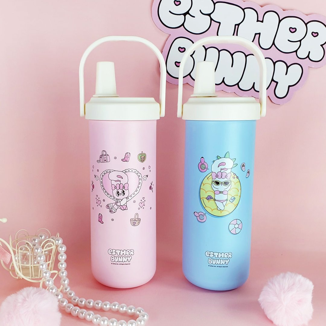 【Esther Bunny艾丝乐小兔】不锈钢手提吸管杯 水杯 保温杯 - 保温瓶/保温杯 - 不锈钢 粉红色