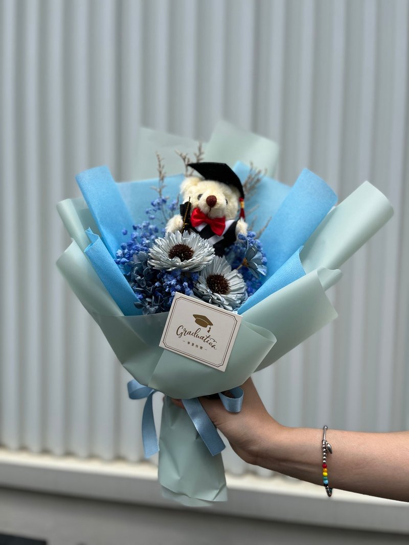 毕业熊向日葵花束 毕业花束 谢师花束 - 干燥花/捧花 - 植物．花 
