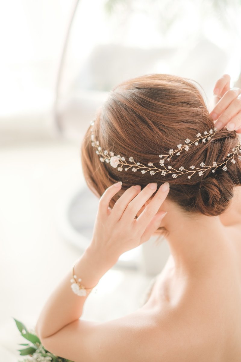 Claire樱花发饰/头饰/手作布花/樱花/新娘饰物 - 发饰 - 树脂 粉红色