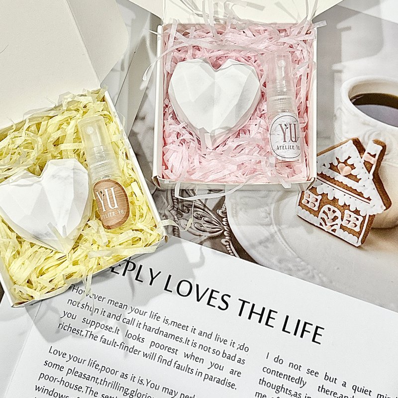 手工香氛香砖小礼盒-几何爱心 心型扩香石 婚礼小物 - 摆饰 - 其他材质 白色