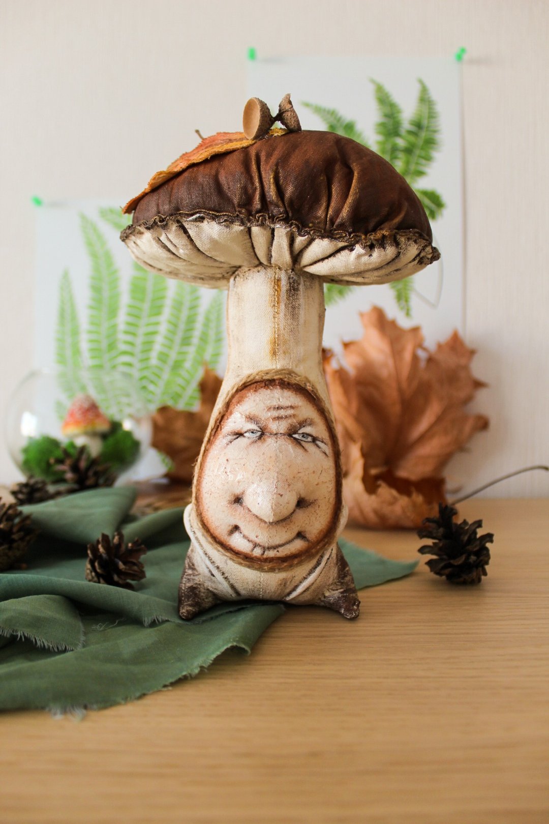 Fantasy toy mushroom  doll mushroom sculpture Individual gift mushroom Figurine - 玩偶/公仔 - 棉 咖啡色