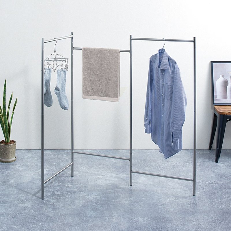 日本天马 PORISH 室内用极简轻量多功能折叠挂衣架-S-DIY - 衣架/挂勾 - 不锈钢 银色