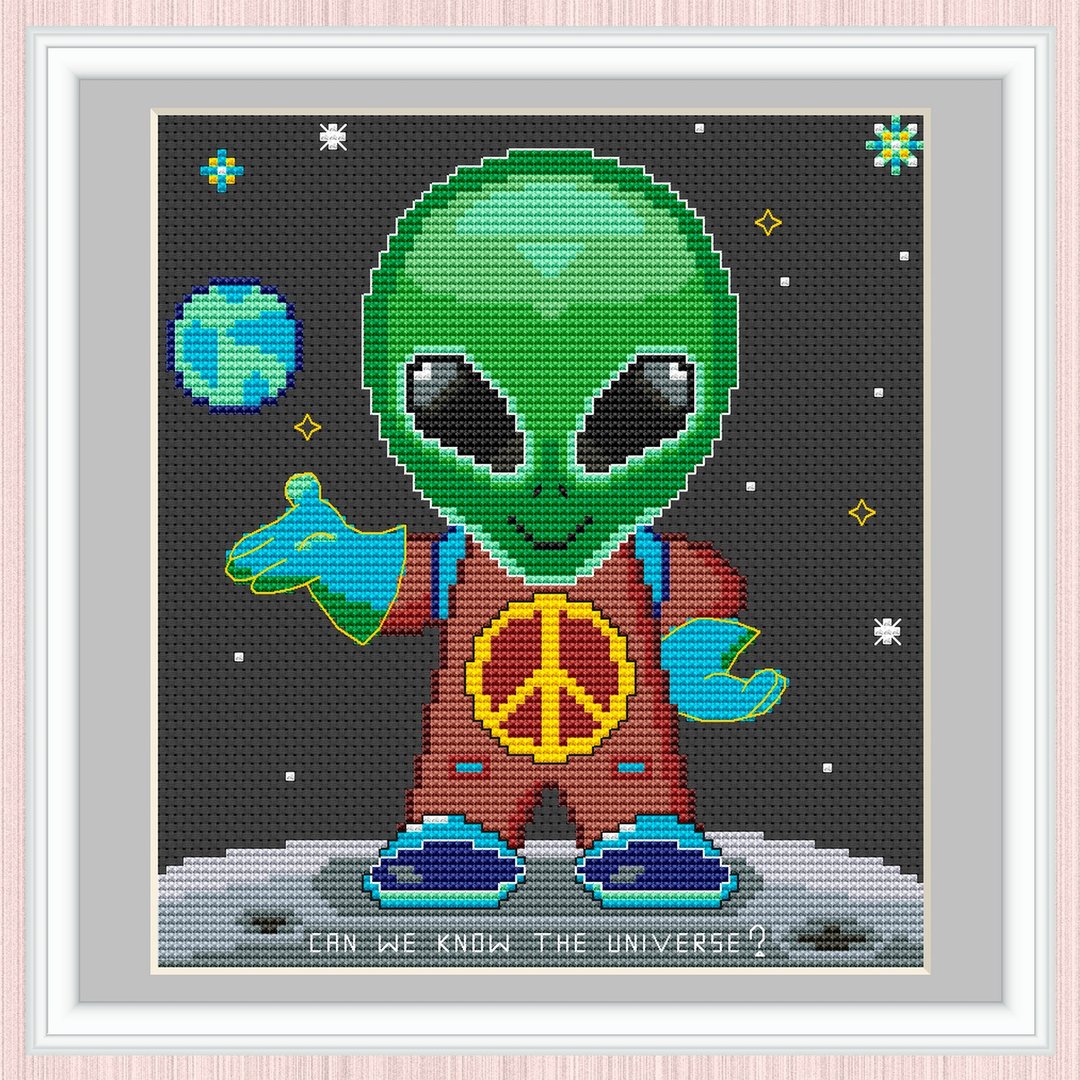 Alien Cross Stitch Pattern | Alien Visitor | Extraterrestrial | - 手工艺教程/工具书 - 其他材质 