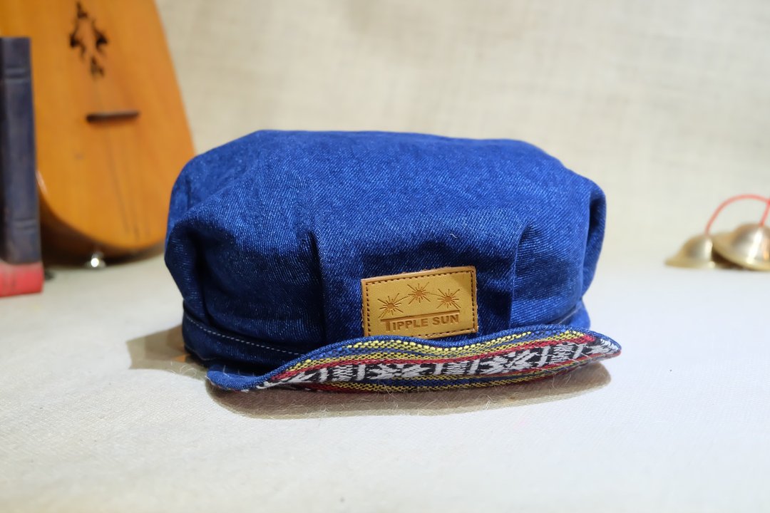 Tipple Sun News Boy Cap (Dark Jean/Traditional Fabric) - 帽子 - 棉．麻 蓝色