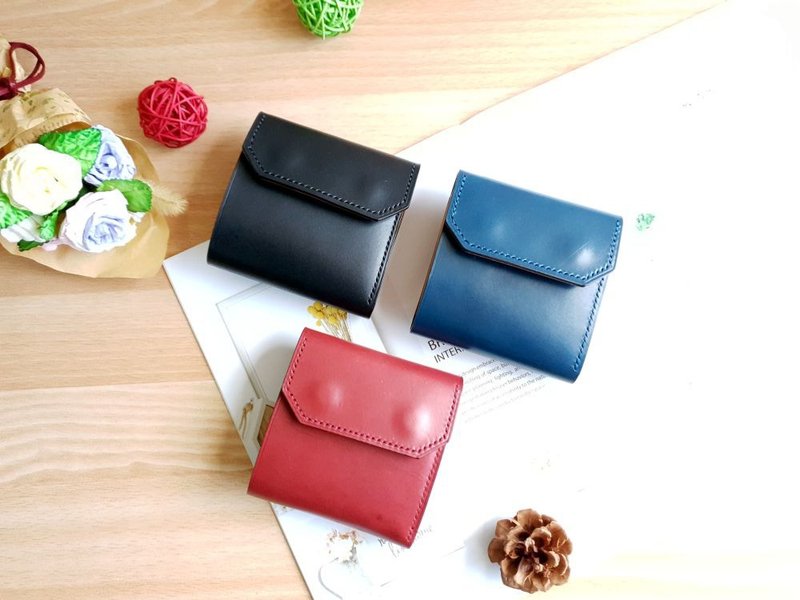 YF69_手工文创日式文青风格短夹/中性短夹/扣式短夹/三折短夹 - 皮夹/钱包 - 真皮 多色