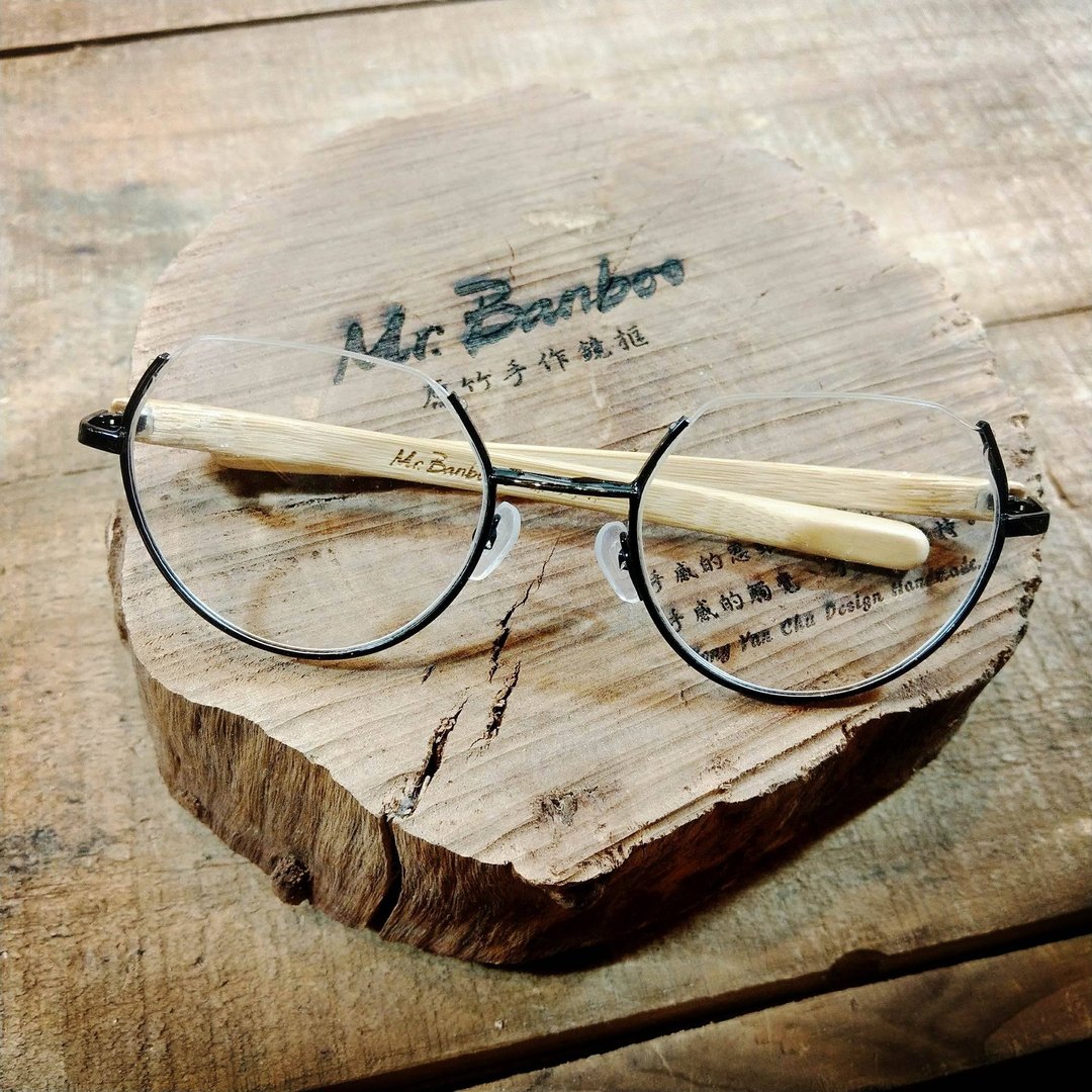 台湾手工眼镜【MB F鱼缸】系列 ­独家专利 手感工艺美学­之行动艺术品 - 眼镜/眼镜框 - 竹 金色