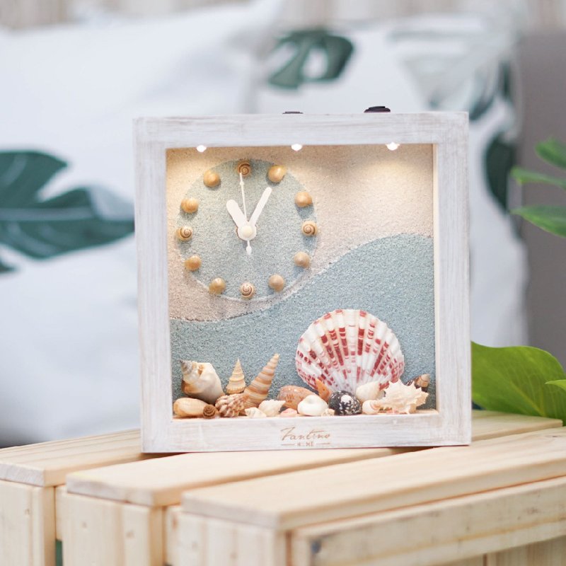 海洋深呼吸 手工木作时钟-贝壳天堂 左钟 - 时钟/闹钟 - 木头 卡其色