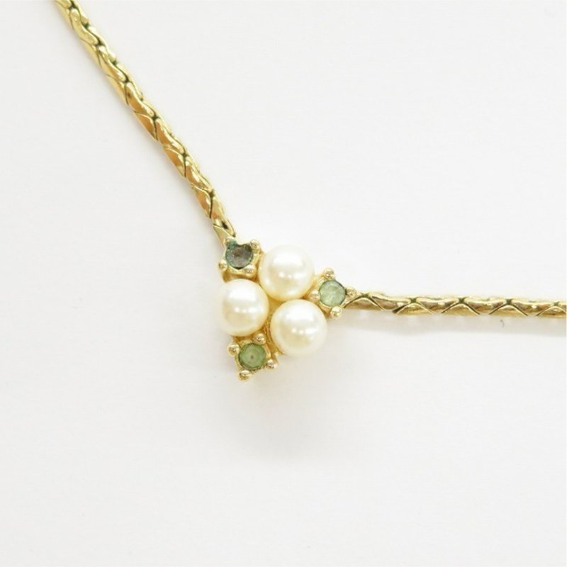 【特选货品】Dior祖母绿水钻珍珠金色复古vintage颈链项链首饰品 - 项链 - 其他金属 金色