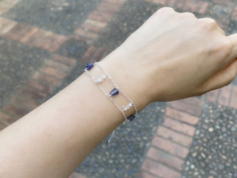 //堇青石闪灵钻纯银手链// - 手链/手环 - 半宝石 蓝色