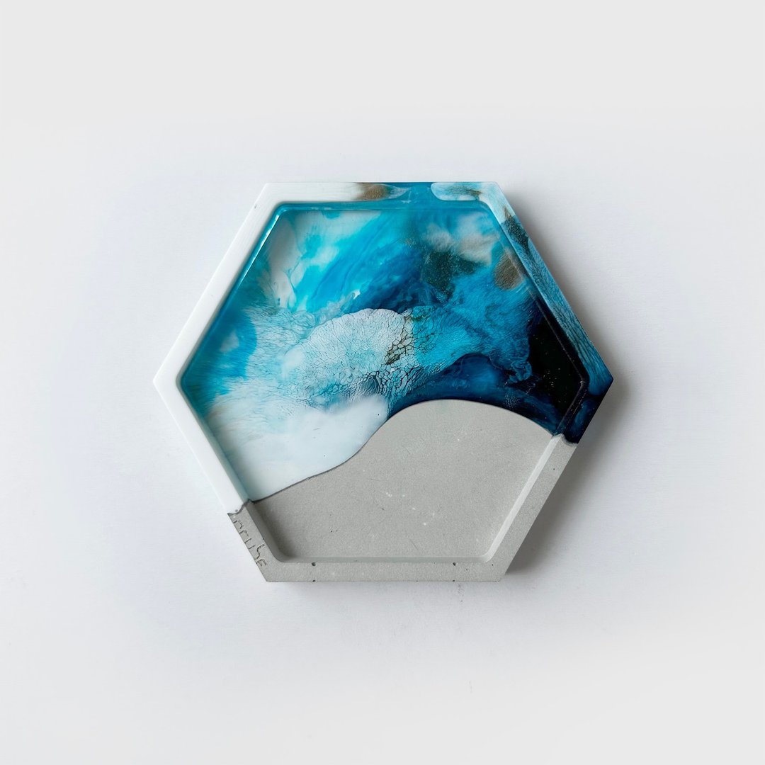 双面杯垫 六角形 (蓝天) - 其他家具 - 水泥 灰色