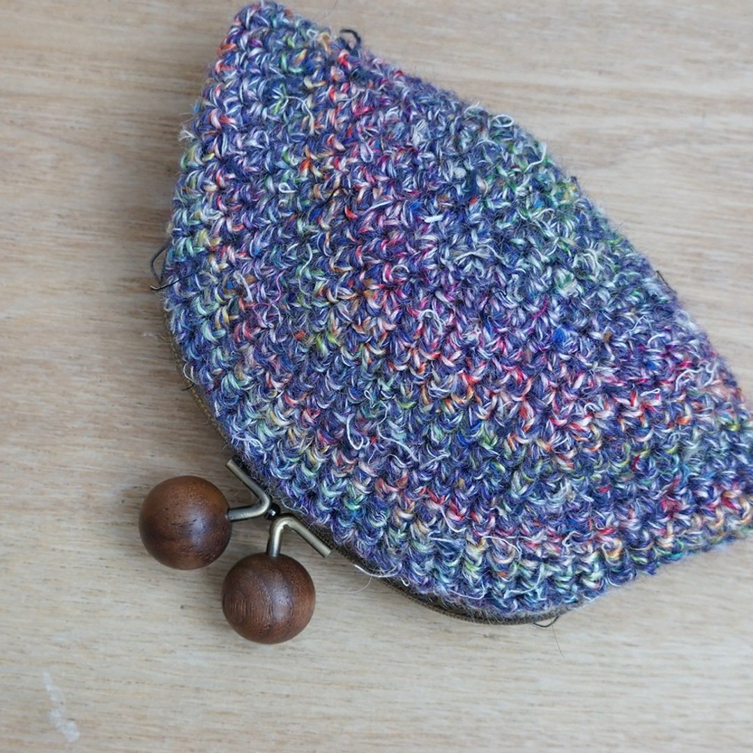 Ba-ba handmade Crochet pouch No.C1443 - 化妆包/杂物包 - 其他材质 蓝色