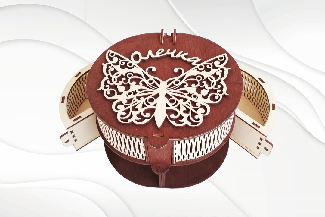 用于激光切割的独特首饰盒 2 层 svg dxf 文件 - 图文模板设计 - 其他材质 