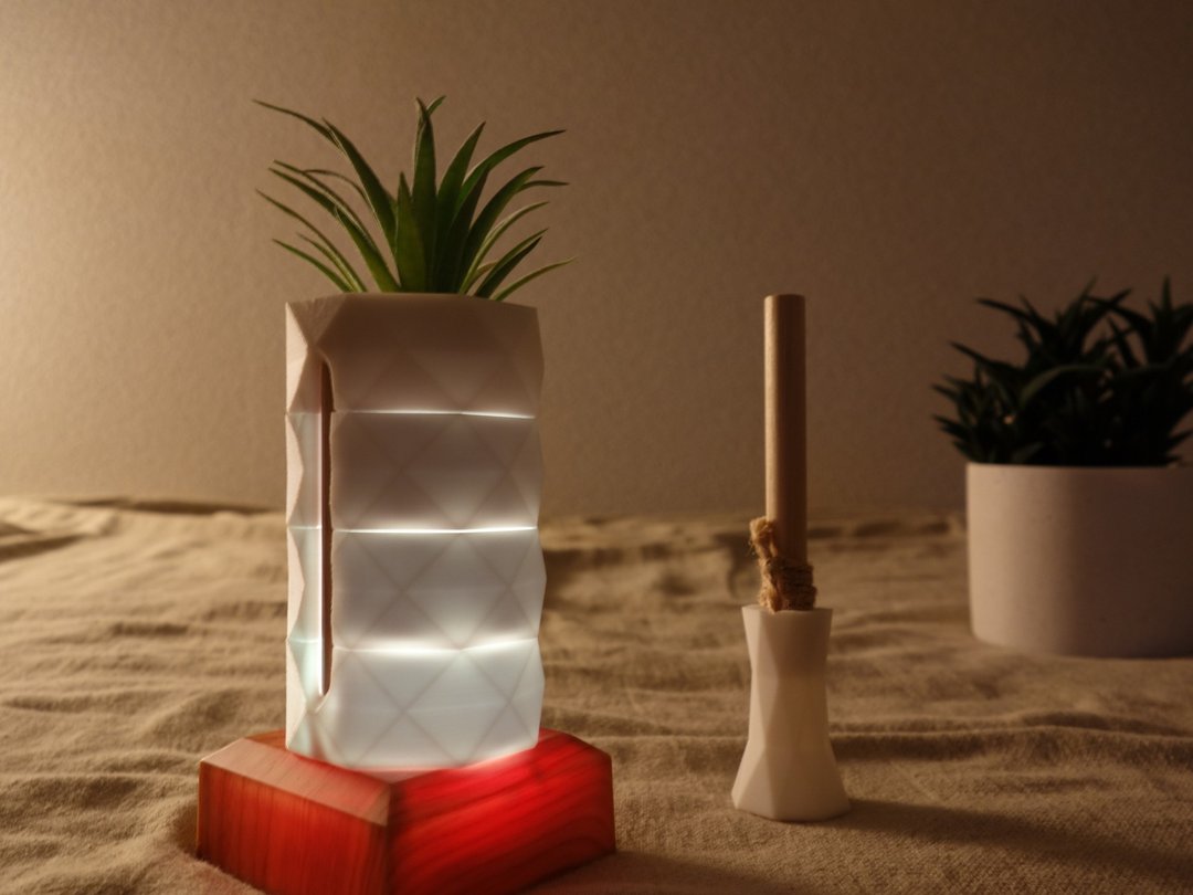 假绿色和配件存储 香薰器 LED底座 套装/礼物 几何形状 Polygon - 香薰/精油/线香 - 环保材料 白色