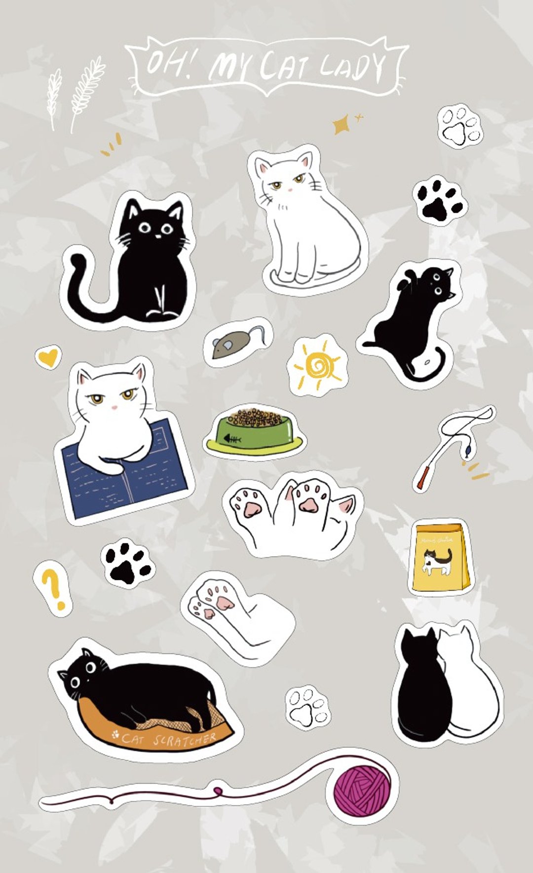 高质感白底防水贴纸-OH MY CAT LADY White Sticker - 贴纸 - 防水材质 白色