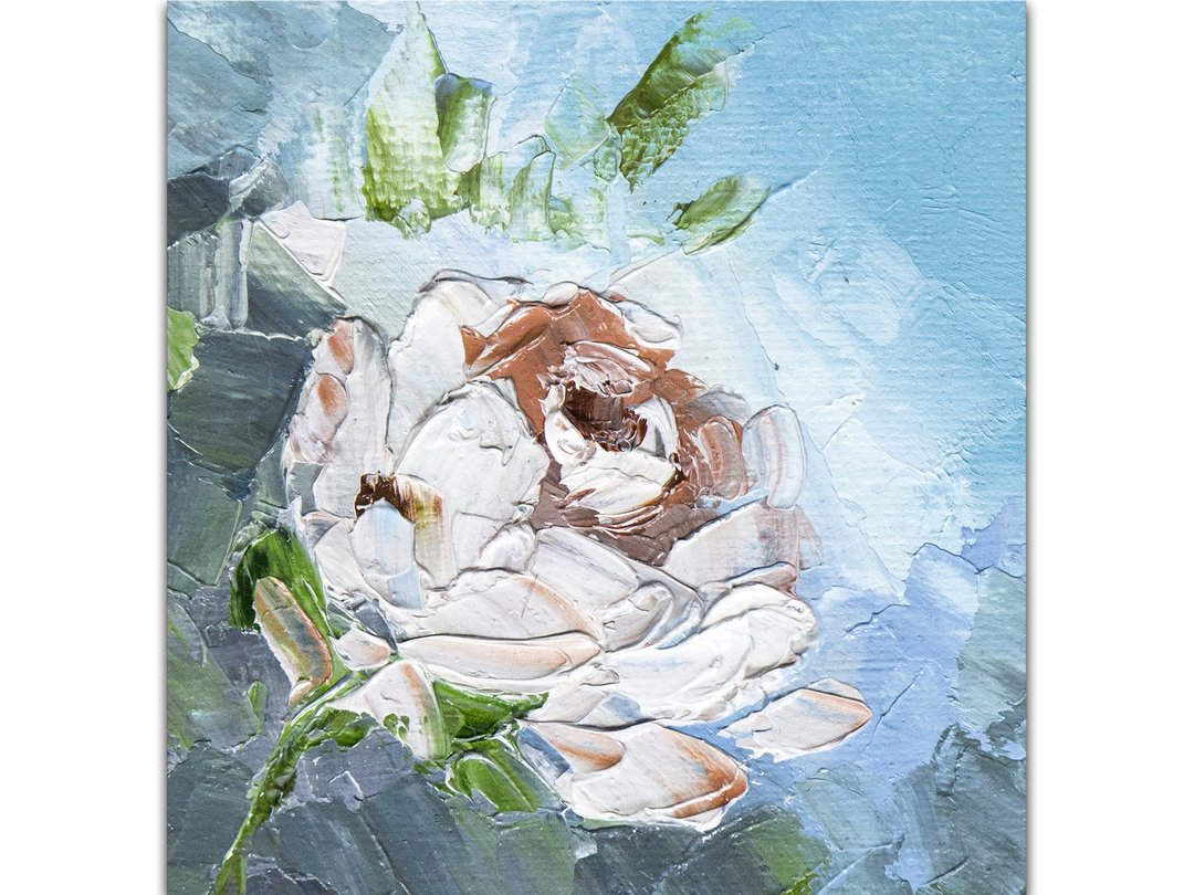 牡丹画/原画/油画/小画/花画/花卉画/有框画 - 墙贴/壁贴 - 其他材质 蓝色