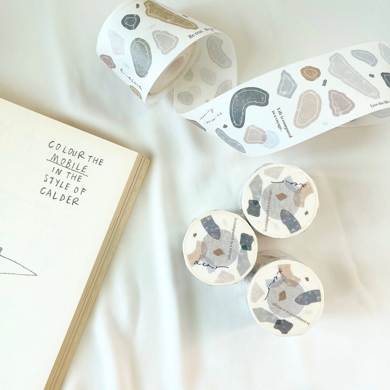 磨石子 / 5cm割型和纸胶带(白色离型纸) - 纸胶带 - 纸 