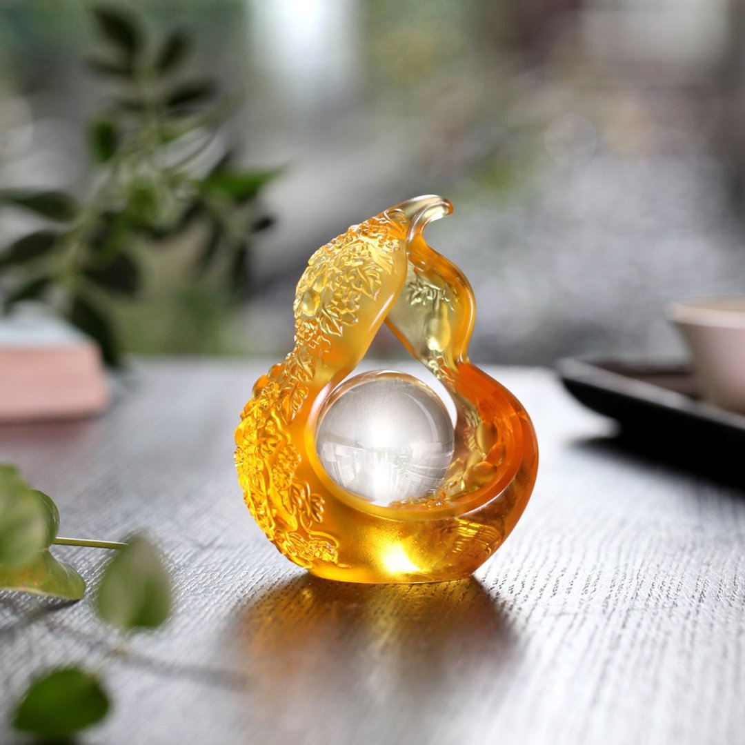 LIULI LIVING 福禄转如意 葫芦文镇 办公室小物 升官转运新居结婚 - 摆饰 - 琉璃 绿色