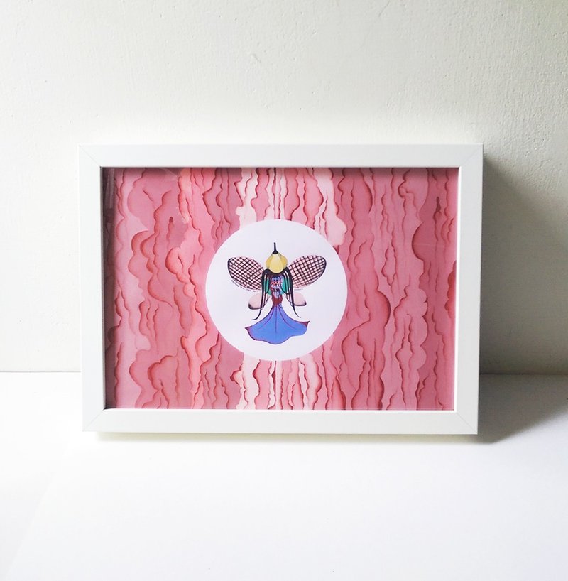 粉红 圆形 昆虫 翅膀 抽象手绘作品 - 海报/装饰画/版画 - 纸 粉红色