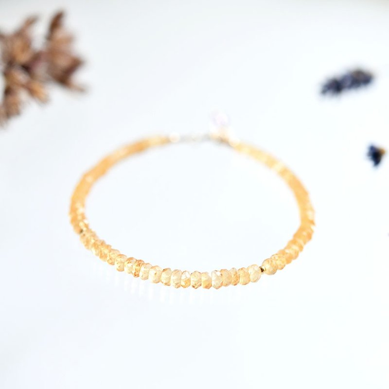 14KGF 黄水晶手链 11月诞生石 友爱与希望 繁荣与财富 幸运之石 citrine bracelet - 手链/手环 - 半宝石 金色