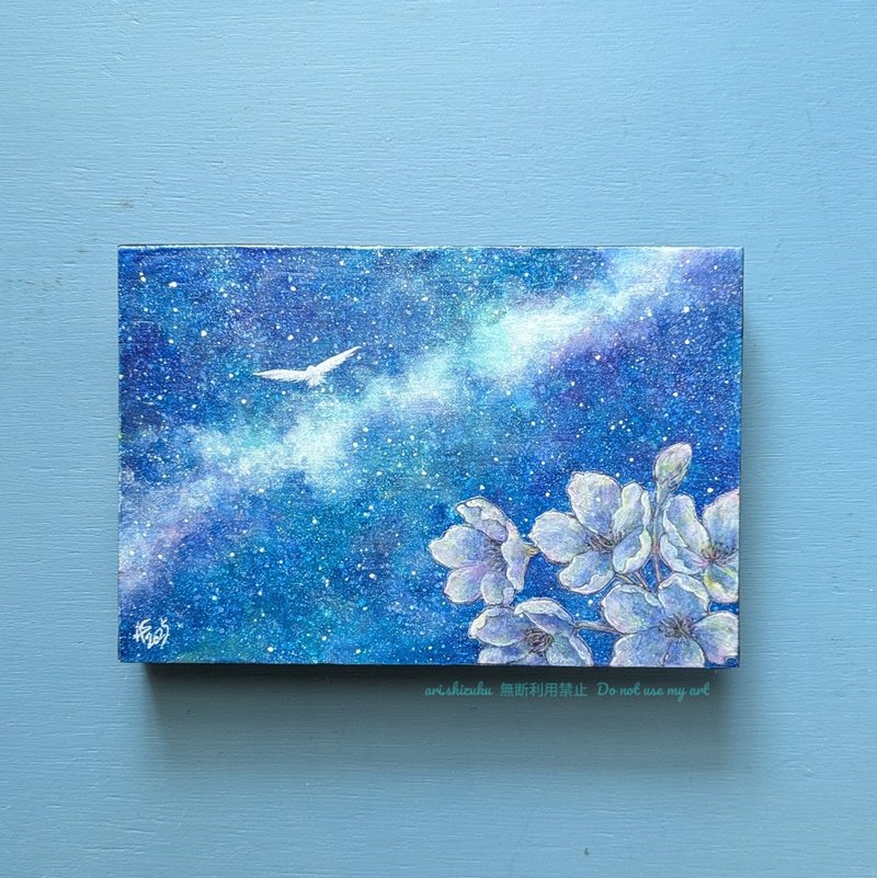 [原创艺术] 越过樱花 - 海报/装饰画/版画 - 木头 蓝色
