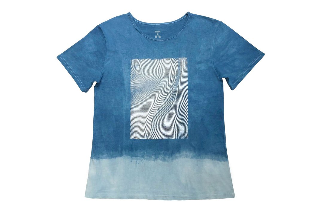 海潮屿(白网版)(蓝染) 有机棉短袖T Organic Cotton - 中性连帽卫衣/T 恤 - 棉．麻 蓝色