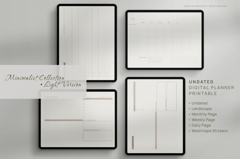 2023 年过时的数字规划师 |极简主义浅色 - 电子手帐及素材 - 其他材质 