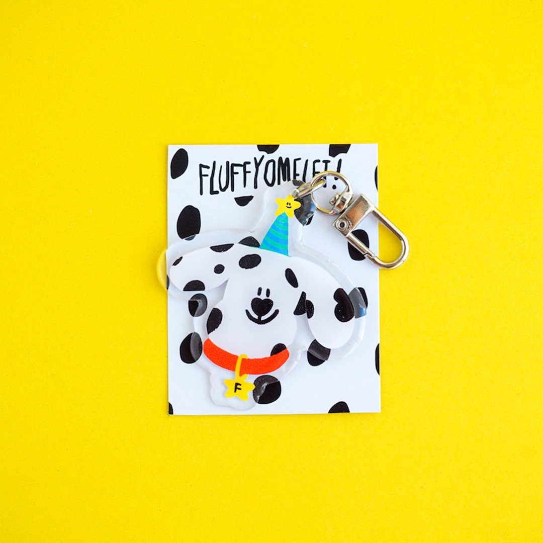 Fluffy Omelet - KEYCHAIN / PIN / PHONE GRIP - DOTTY DOG - 钥匙链/钥匙包 - 压克力 白色