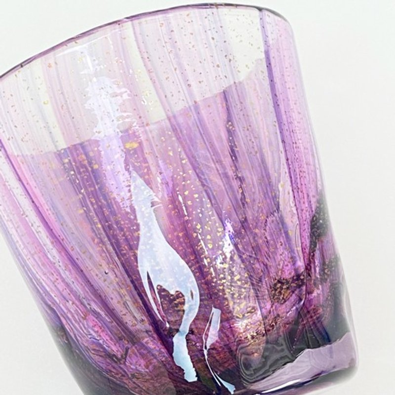 金箔岩石玻璃 -紫溪流 - 鲜艳紫色 - 茶具/茶杯 - 玻璃 