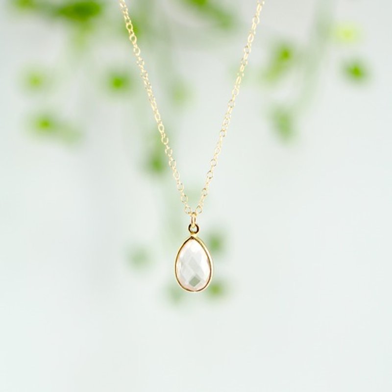 14kgf Rose Quartz AAA Princess Necklace - 项链 - 半宝石 粉红色