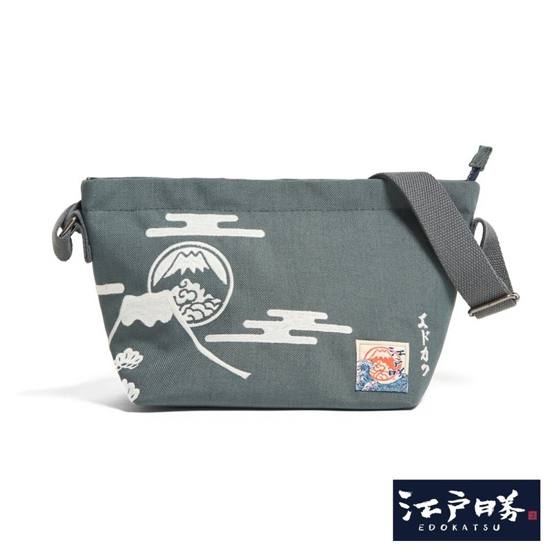 江户胜 日系 中性 富士山斜背小包(墨绿色) #小包#包包 - 侧背包/斜挎包 - 棉．麻 绿色